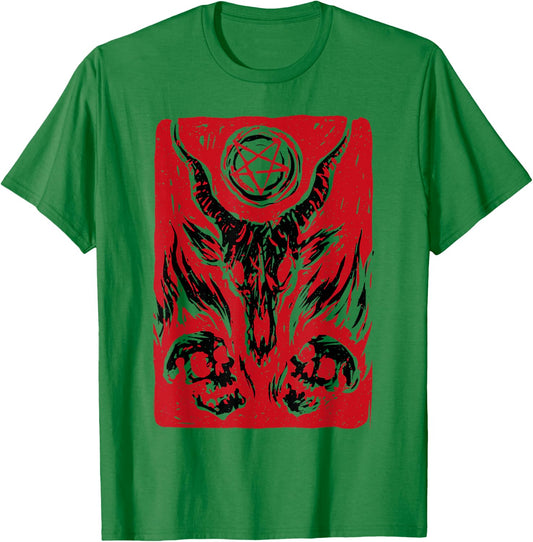 Retro Baphomet Satanic Satan Goat Devil Occult Goth Graphic T-Shirt - T-Shirt | Irish Green