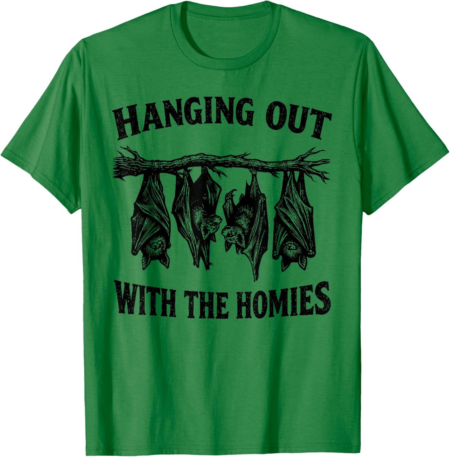 Mit den Homies abhängen, lustige Fledermäuse von Oben nach unten, dunkler Humor T-Shirt - T-Shirt | Irish Green