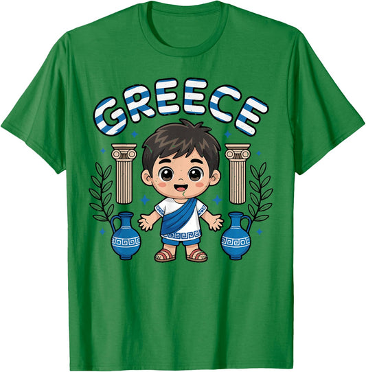 Toddler Boys Greece Greek Flag Funny Baby Kids Youth T-Shirt - T-Shirt | Irish Green