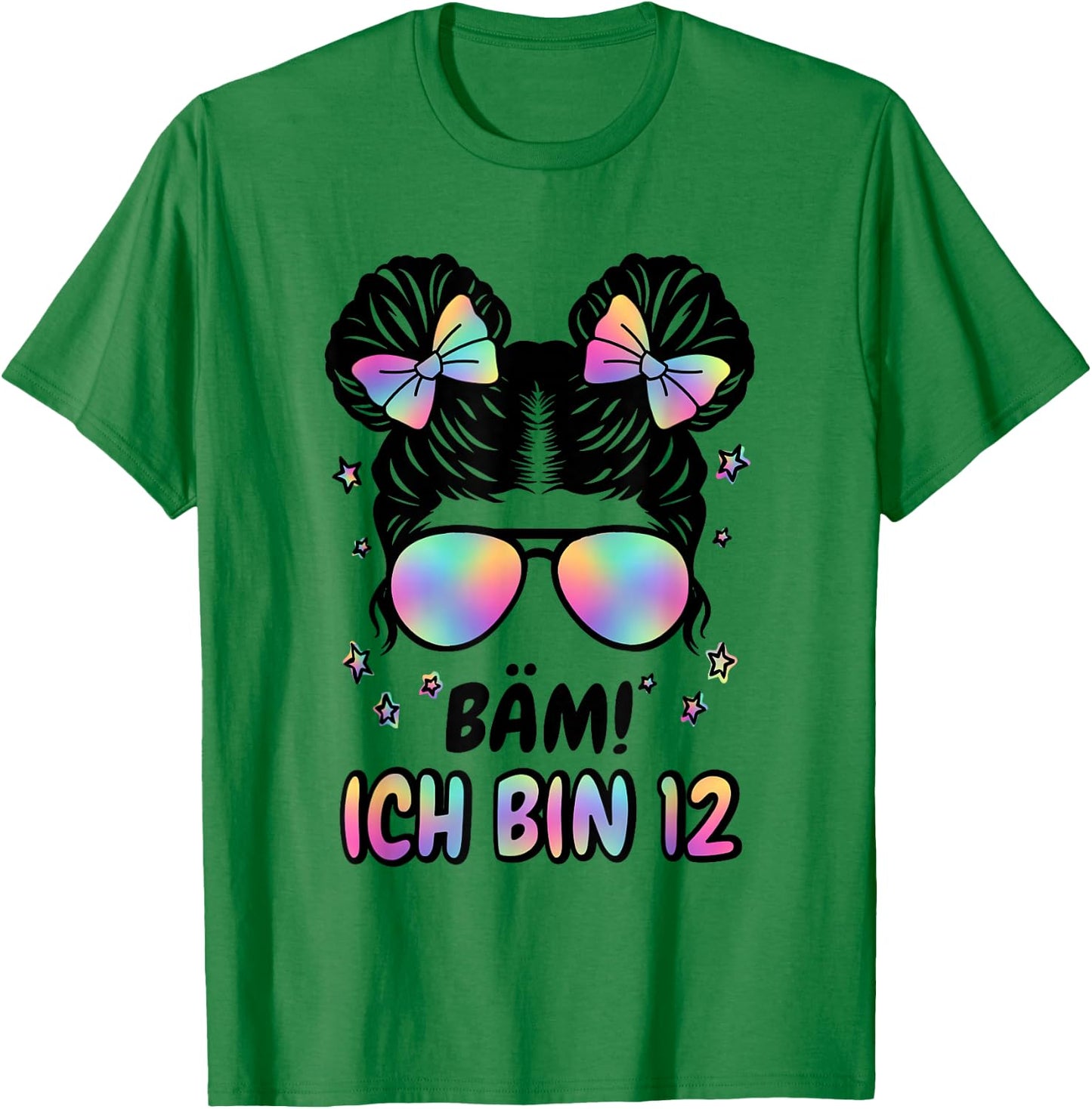 12. Geburtstag Mädchen Messy Bun Bäm! Ich Bin Zwölf T-Shirt - T-Shirt | Irish Green