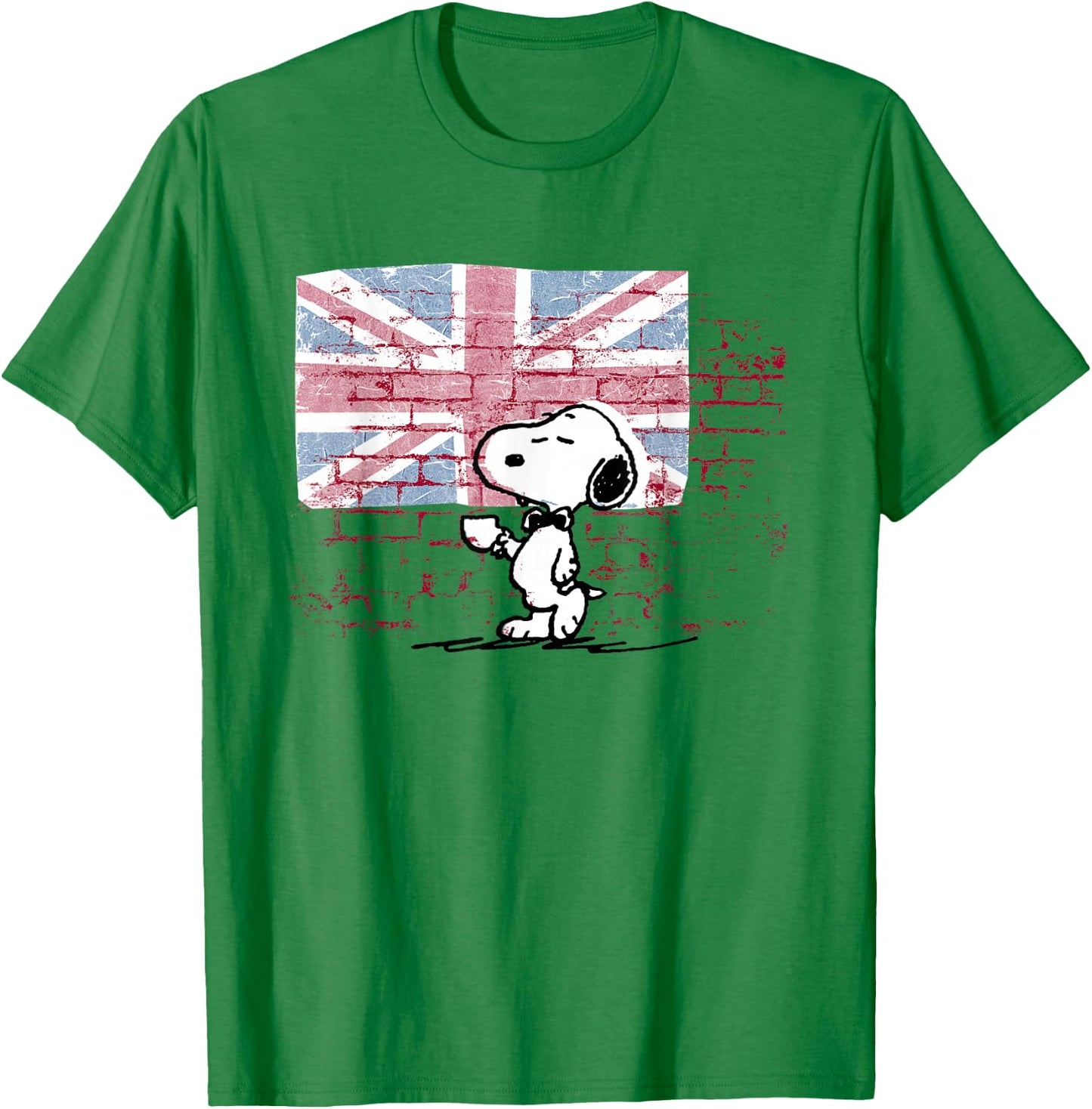 Peanuts Snoopy Posh Union Jack Wall , White T-Shirt - T-Shirt | Irish Green