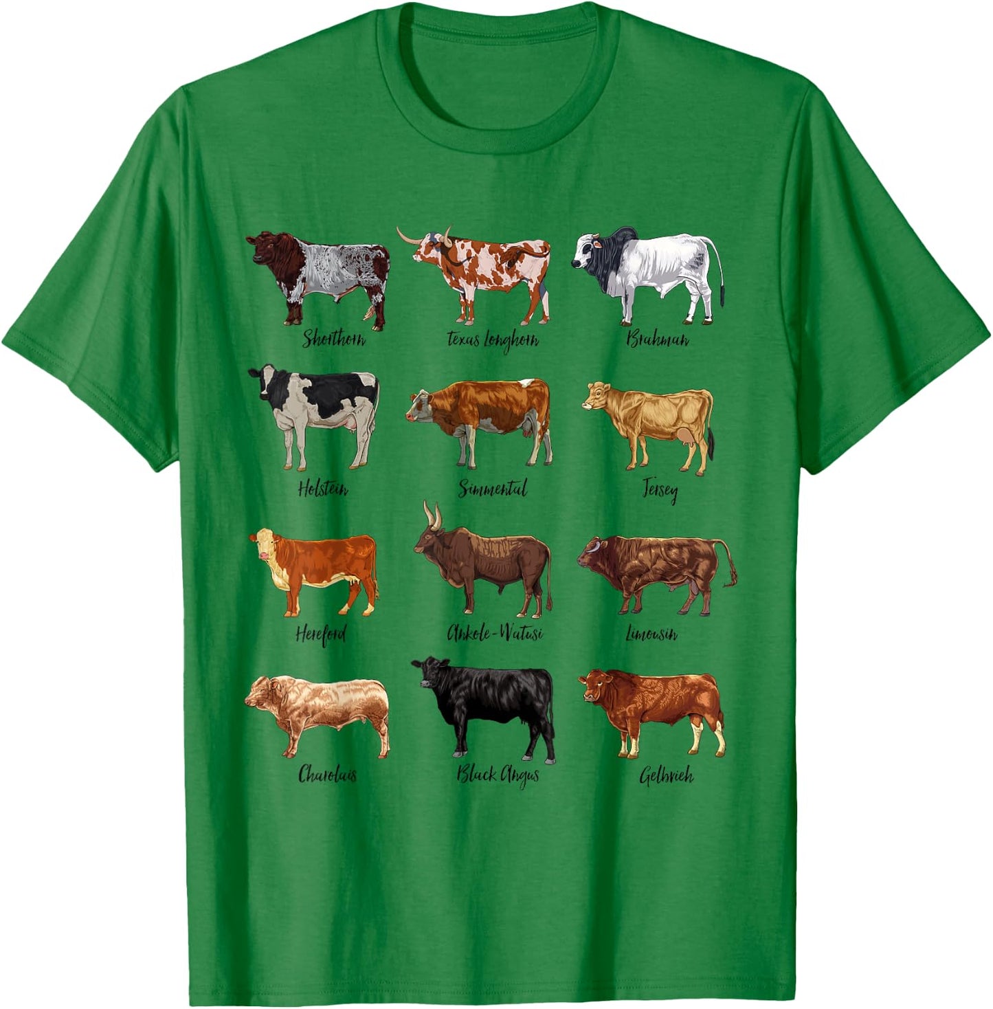 Cow drawings - types of cattle T-Shirt - T-Shirt | Irish Green