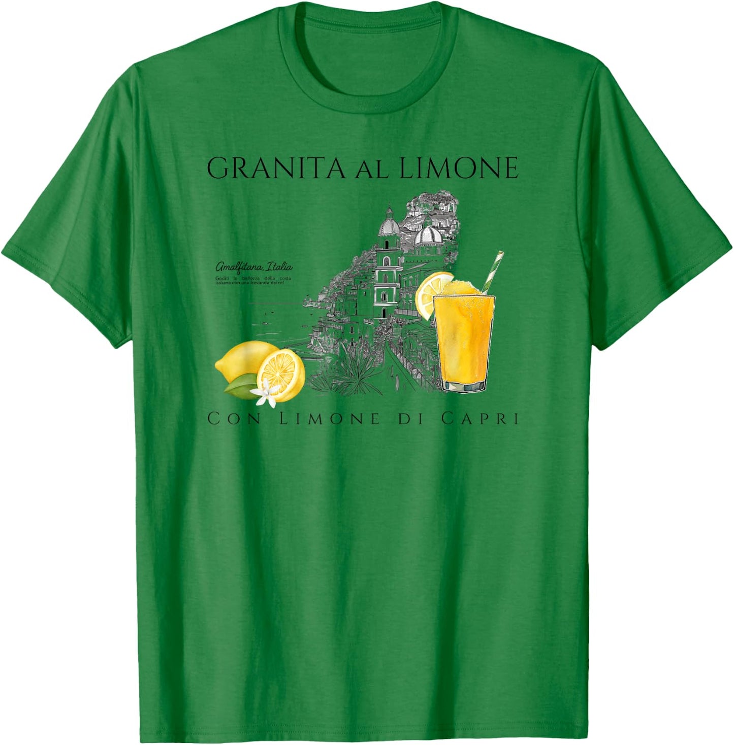 Amalfi Coast Lemons Granita al Limone, Capri Italy , white, S T-Shirt - T-Shirt | Irish Green
