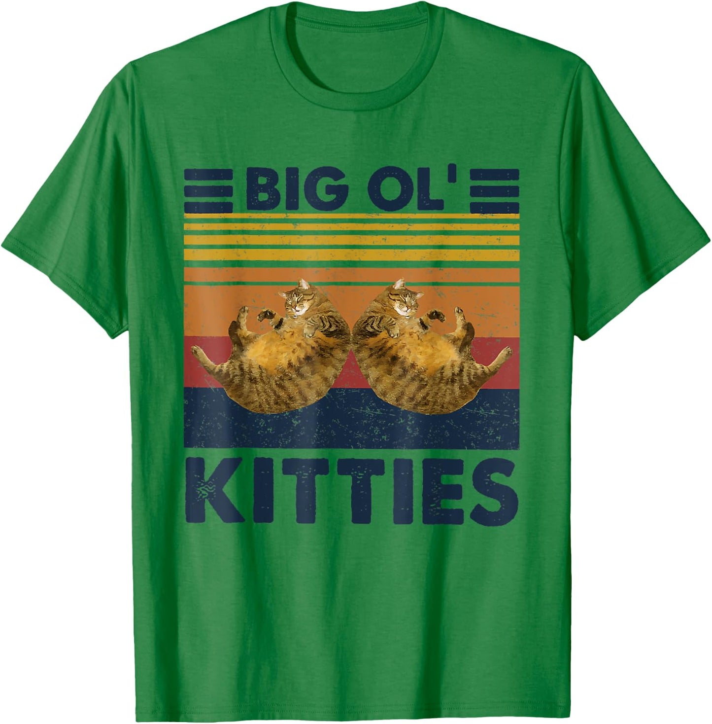 Vintage Big Ol' Kitties Funny Big cat Lover Men Women T-Shirt - T-Shirt | Irish Green