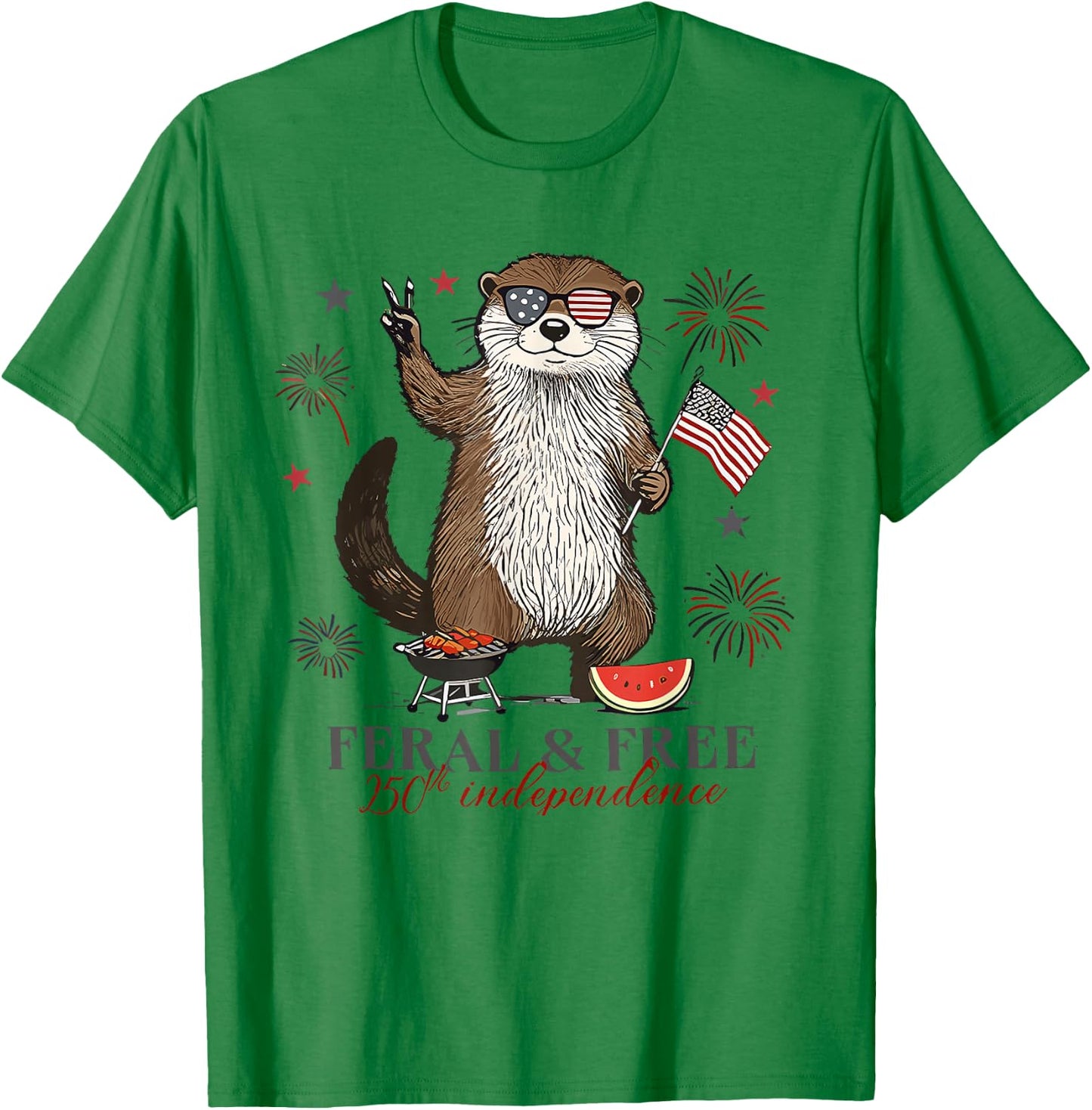 Feral and Free Otter T-Shirt - T-Shirt | Irish Green
