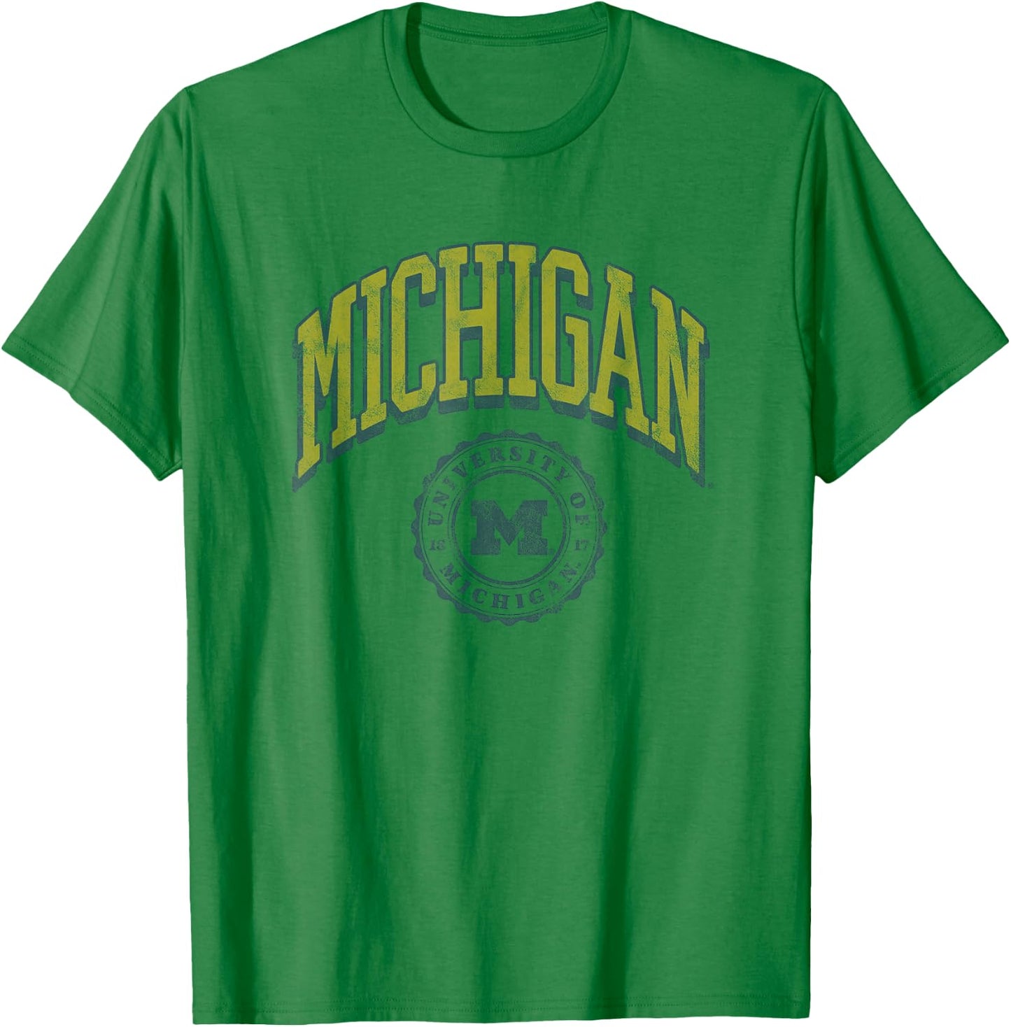 University of Michigan Wolverines U of M Classic Seal T-Shirt - T-Shirt | Irish Green
