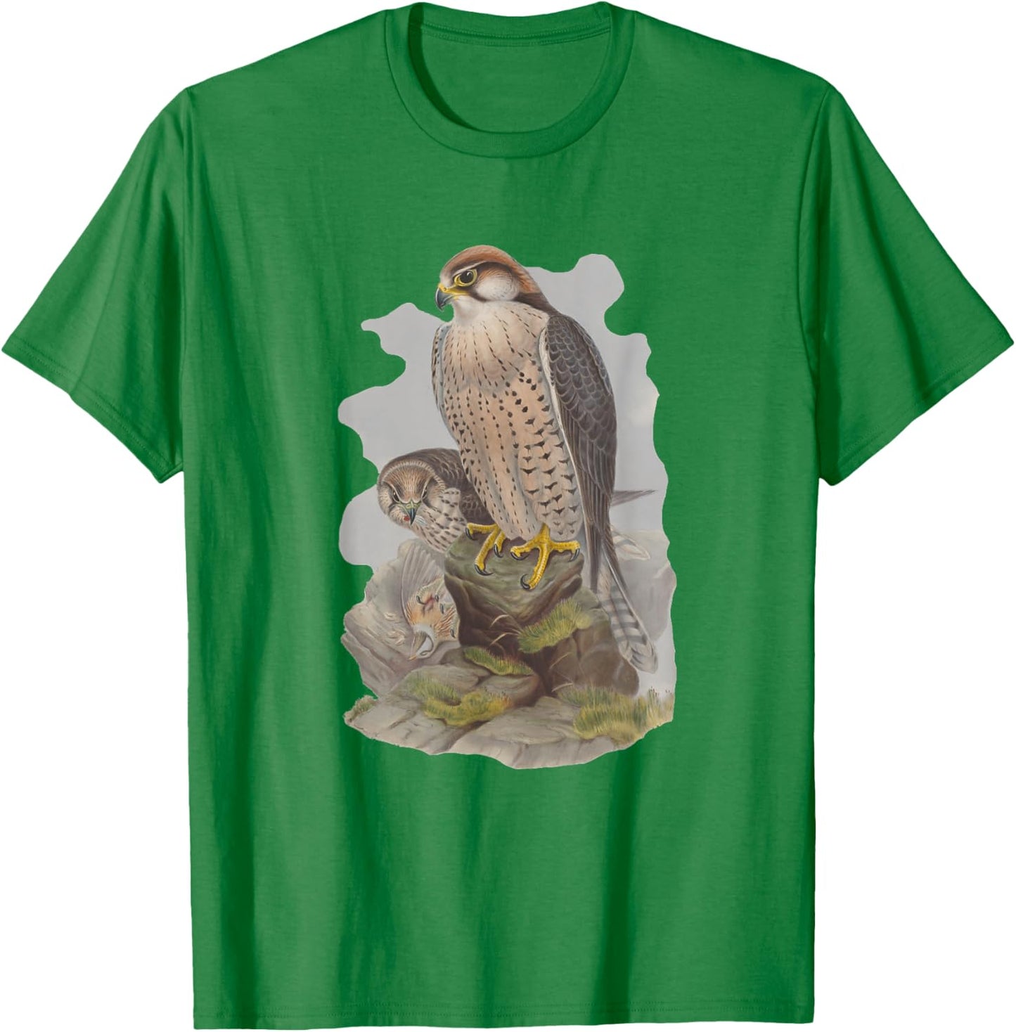 Vintage Falcon Scientific Drawing Shirt - Falconry Lanner T-Shirt - T-Shirt | Irish Green