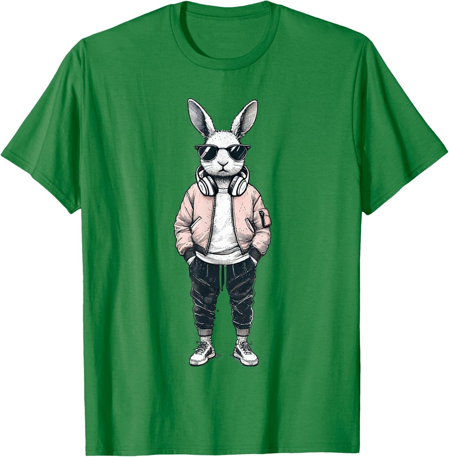 Boys Easter Shirt Bunny Rabbit with Sunglasses Kids T-Shirt - T-Shirt | Irish Green
