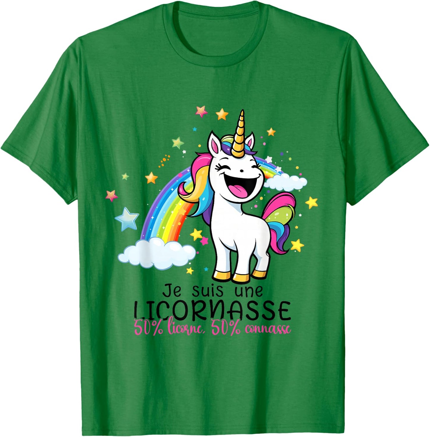 I AM A LICORNASSE,50% UNICORN 50% KNOW HUMOUR , white, S T-Shirt - T-Shirt | Irish Green
