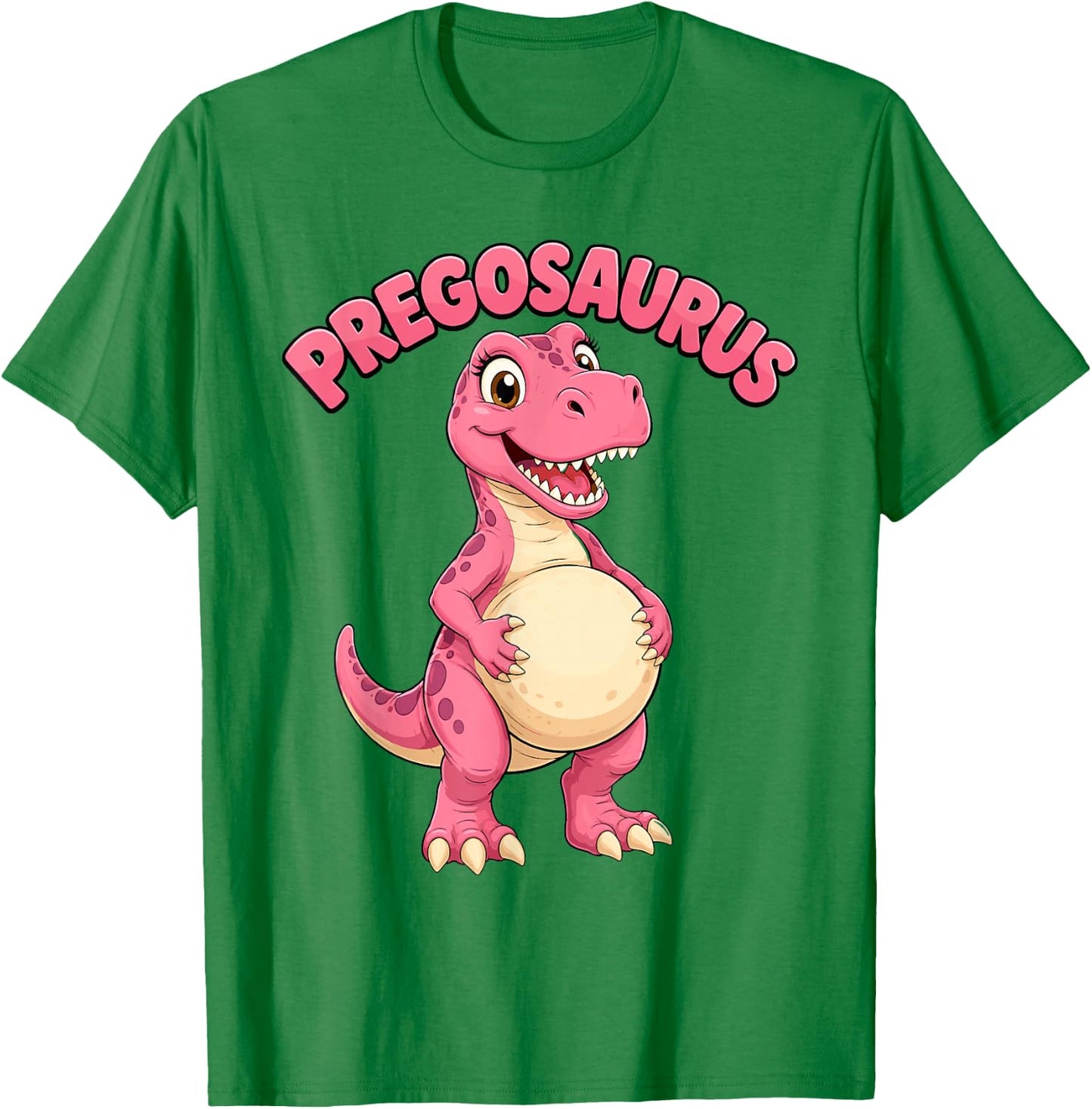 Mom Pregosaurus Cute Dinosaur Pregnancy Announcement T-Shirt - T-Shirt | Irish Green