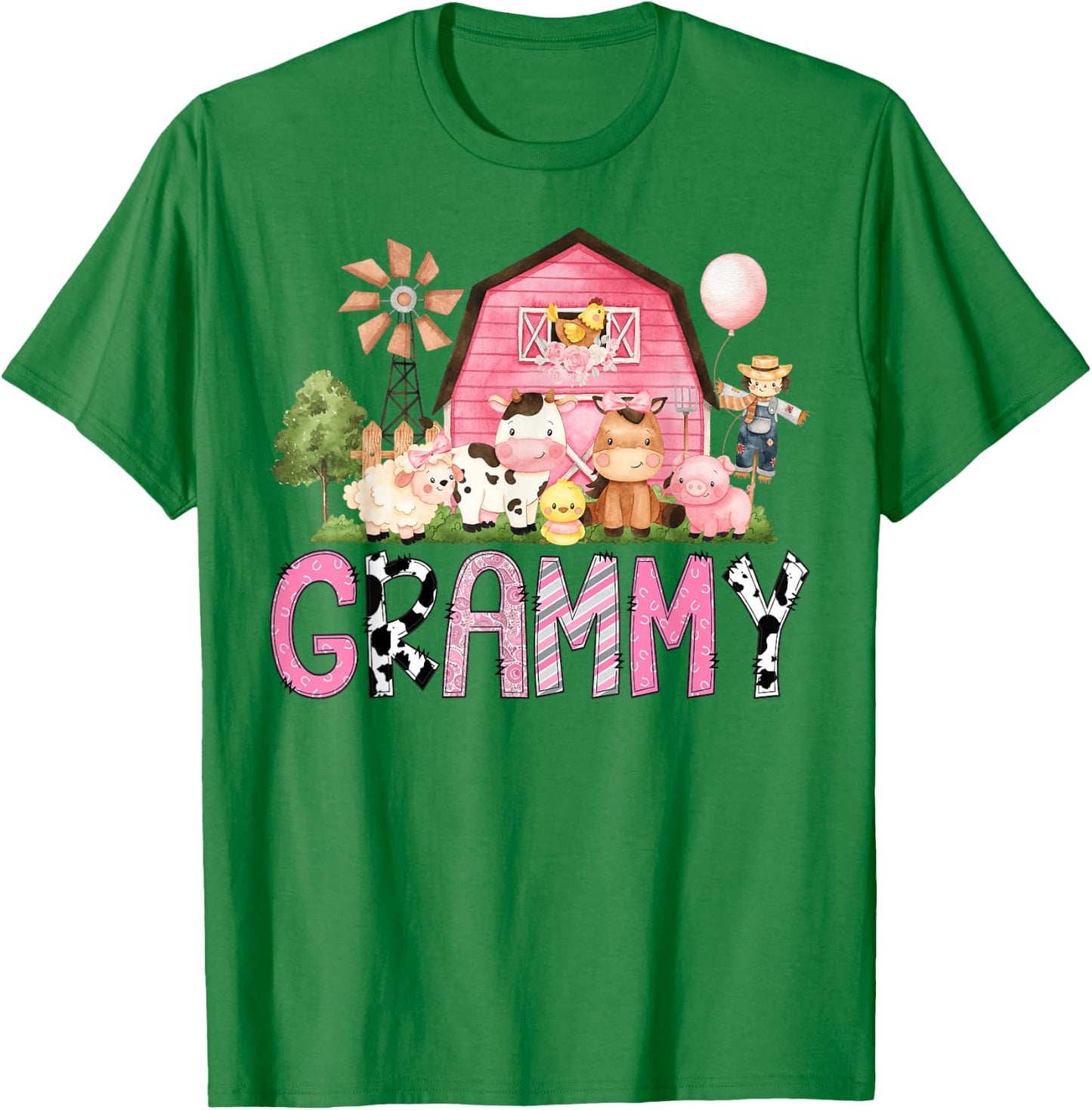 Grammy Pink Farm Cow Lover Birthday Girl Matching T-Shirt - T-Shirt | Irish Green