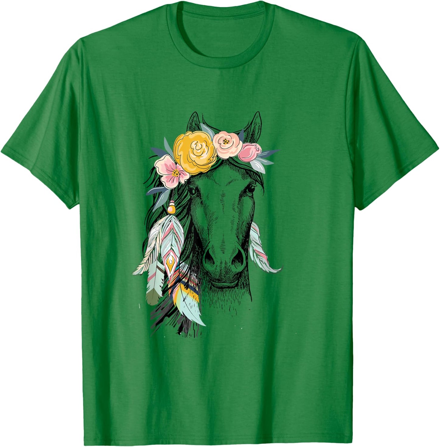 Cowgirls and Girls Who Love Horses Cute Hippy Boho Western T-Shirt - T-Shirt | Irish Green