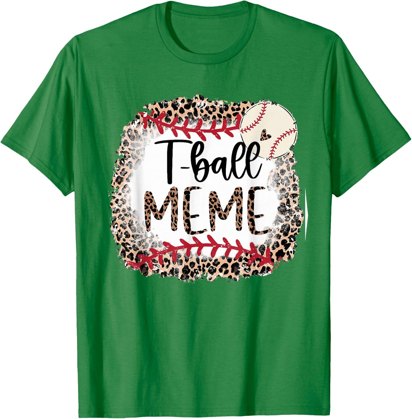 Leopard T-Ball Meme T-Ball Mama Baseball Mama Mother's Day T-Shirt - T-Shirt | Irish Green