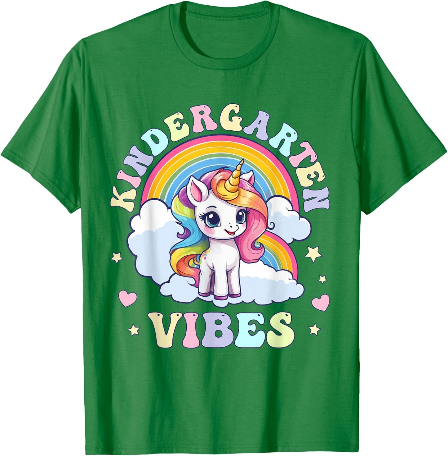 Kindergarten Vibes, Funny Back to School Cute Unicorn Girls T-Shirt - T-Shirt | Irish Green
