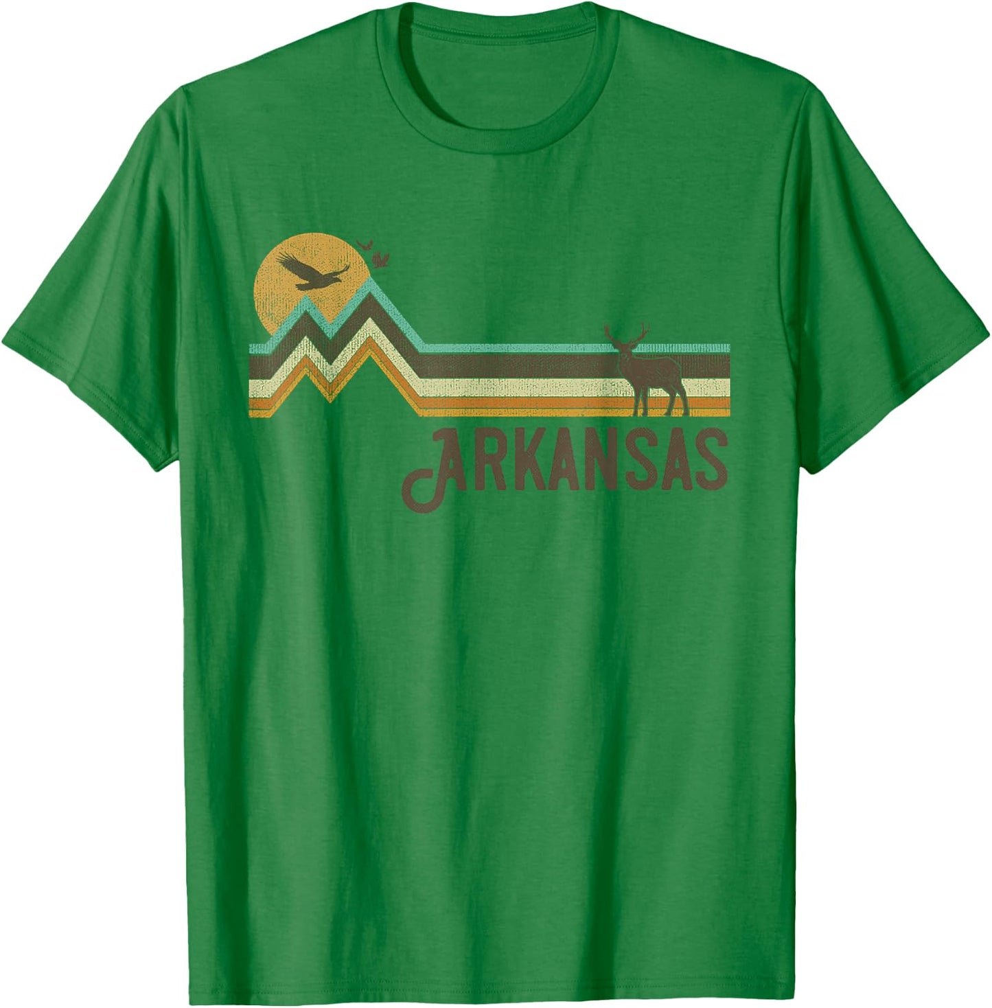 Arkansas - Vintage Men Women 70s 80s Graphic Cool Nature T-Shirt - T-Shirt | Irish Green
