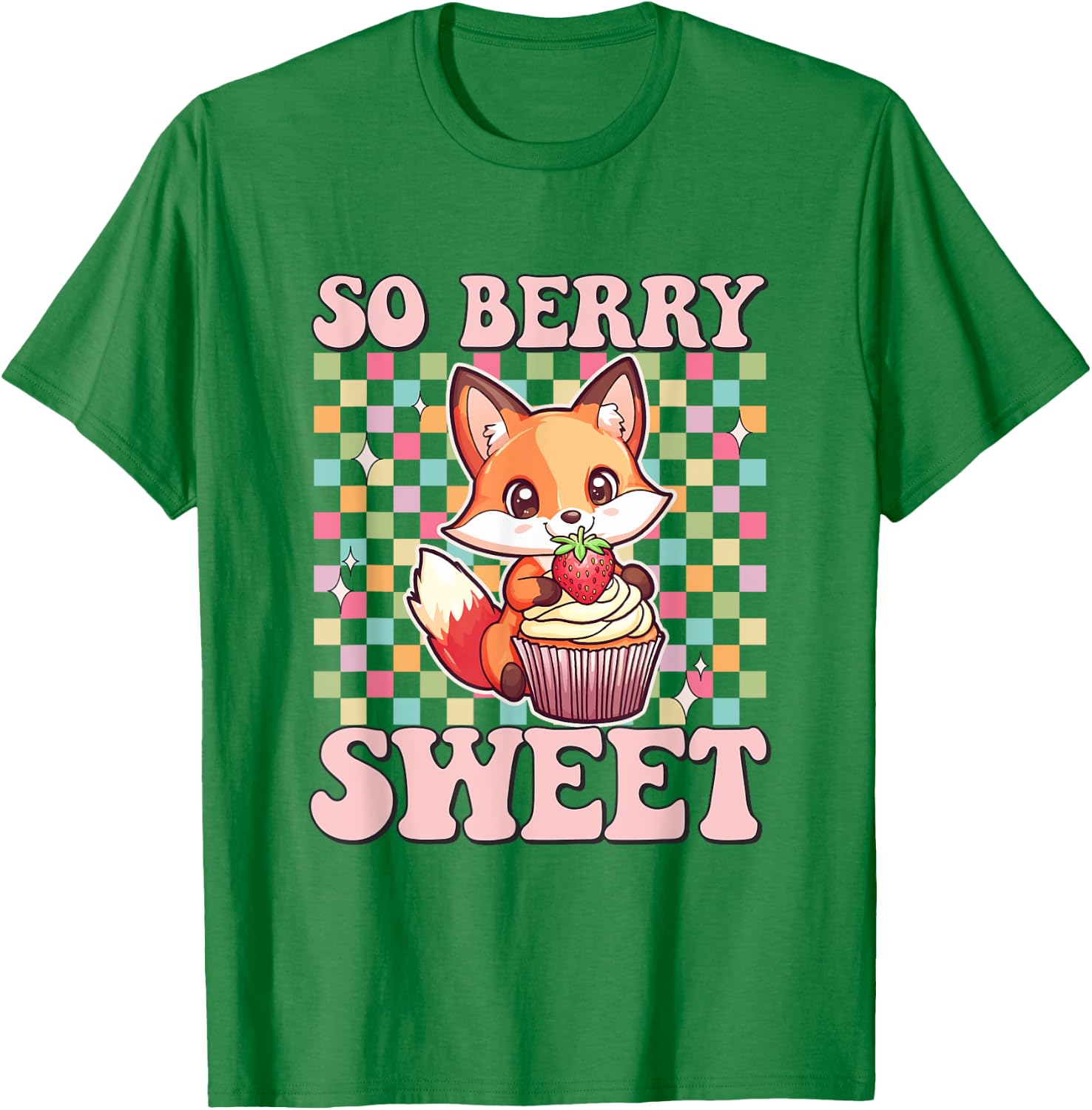 Fox eating Strawberry Cupcake Toddler Girl Foxes Muffin T-Shirt - T-Shirt | Irish Green