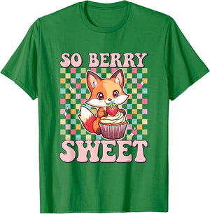 Fox eating Strawberry Cupcake Toddler Girl Foxes Muffin T-Shirt - T-Shirt | Irish Green