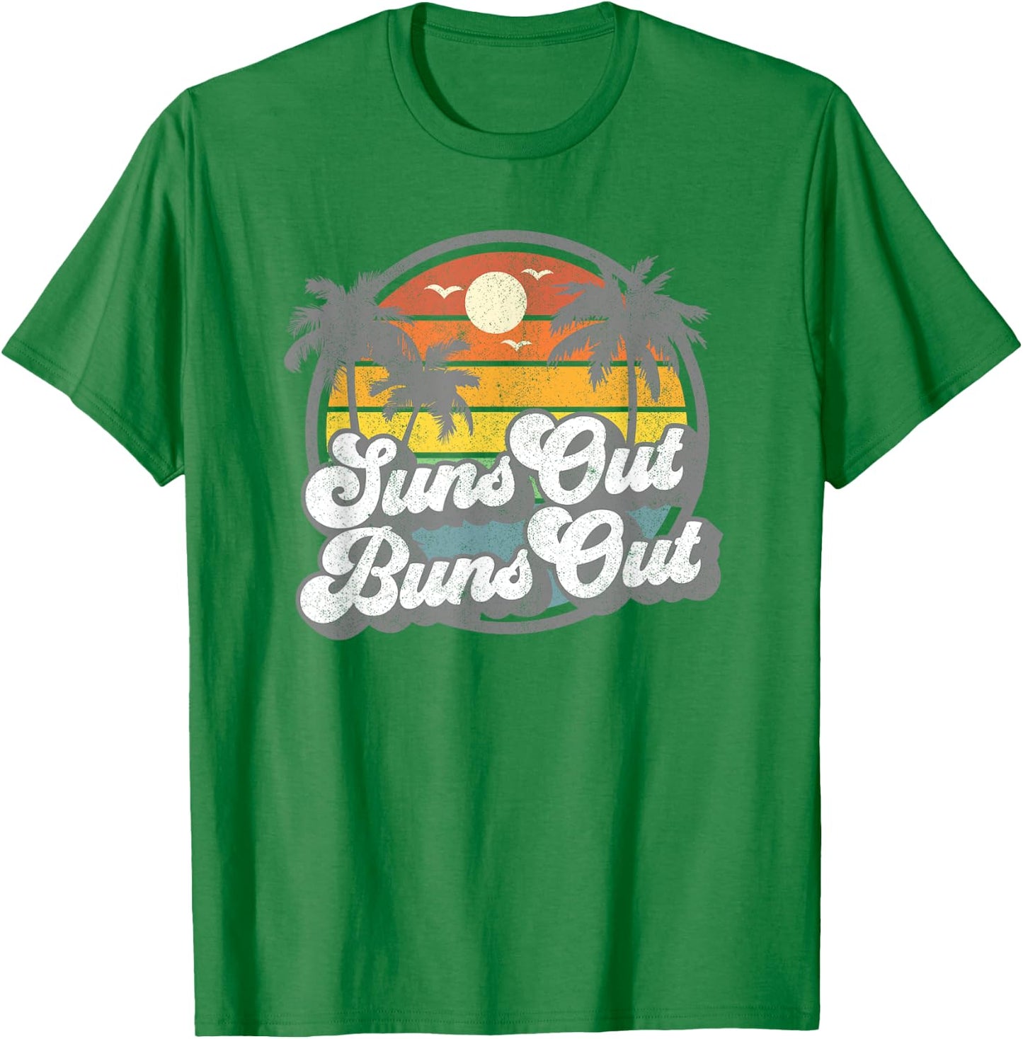 Suns Out Buns Out Funny Beach Vacation Retro Summer Gift T-Shirt - T-Shirt | Irish Green