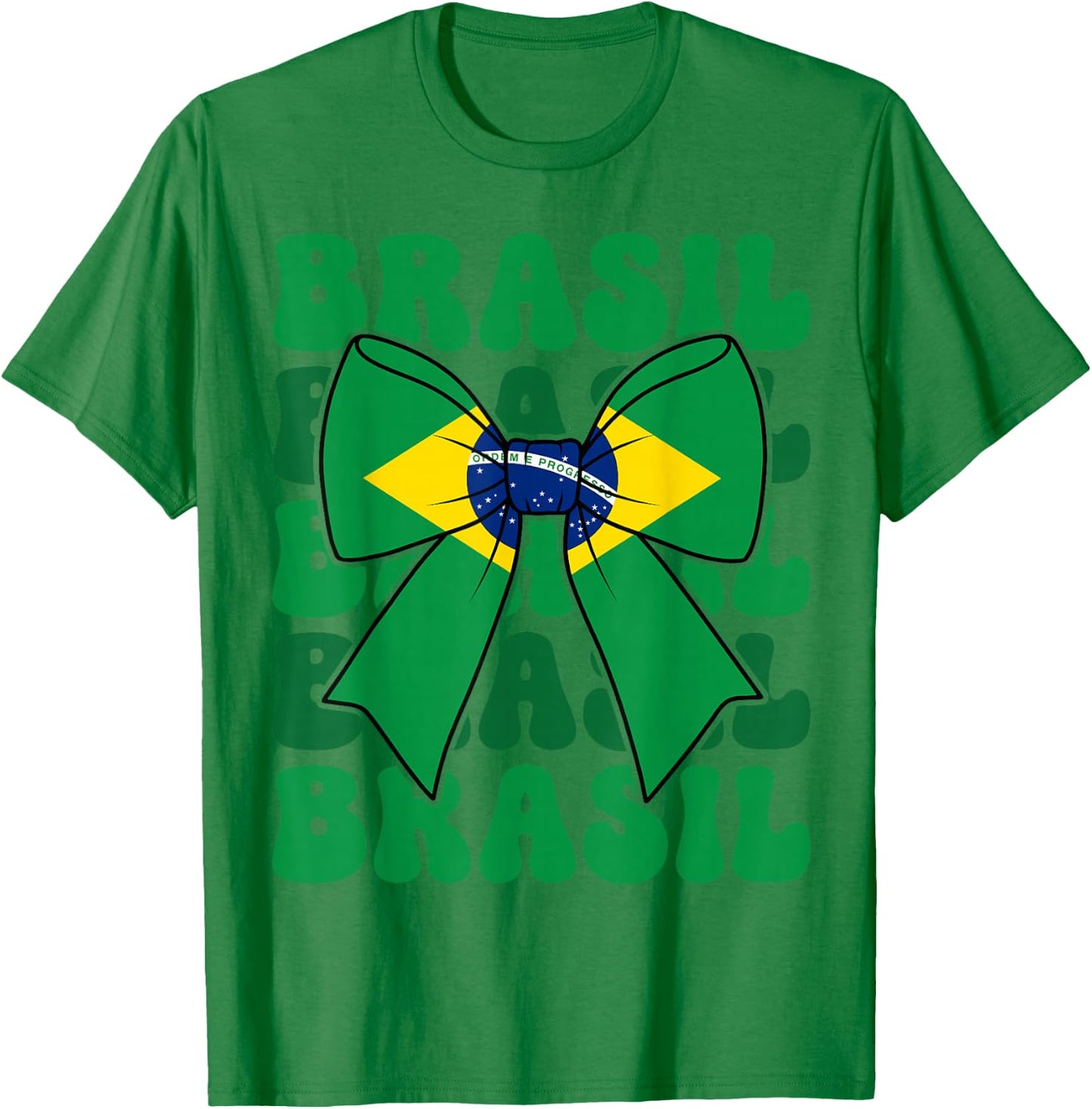Brasil Coquette Bow Brazil Flag Brasileira Brazilian Girl T-Shirt - T-Shirt | Irish Green