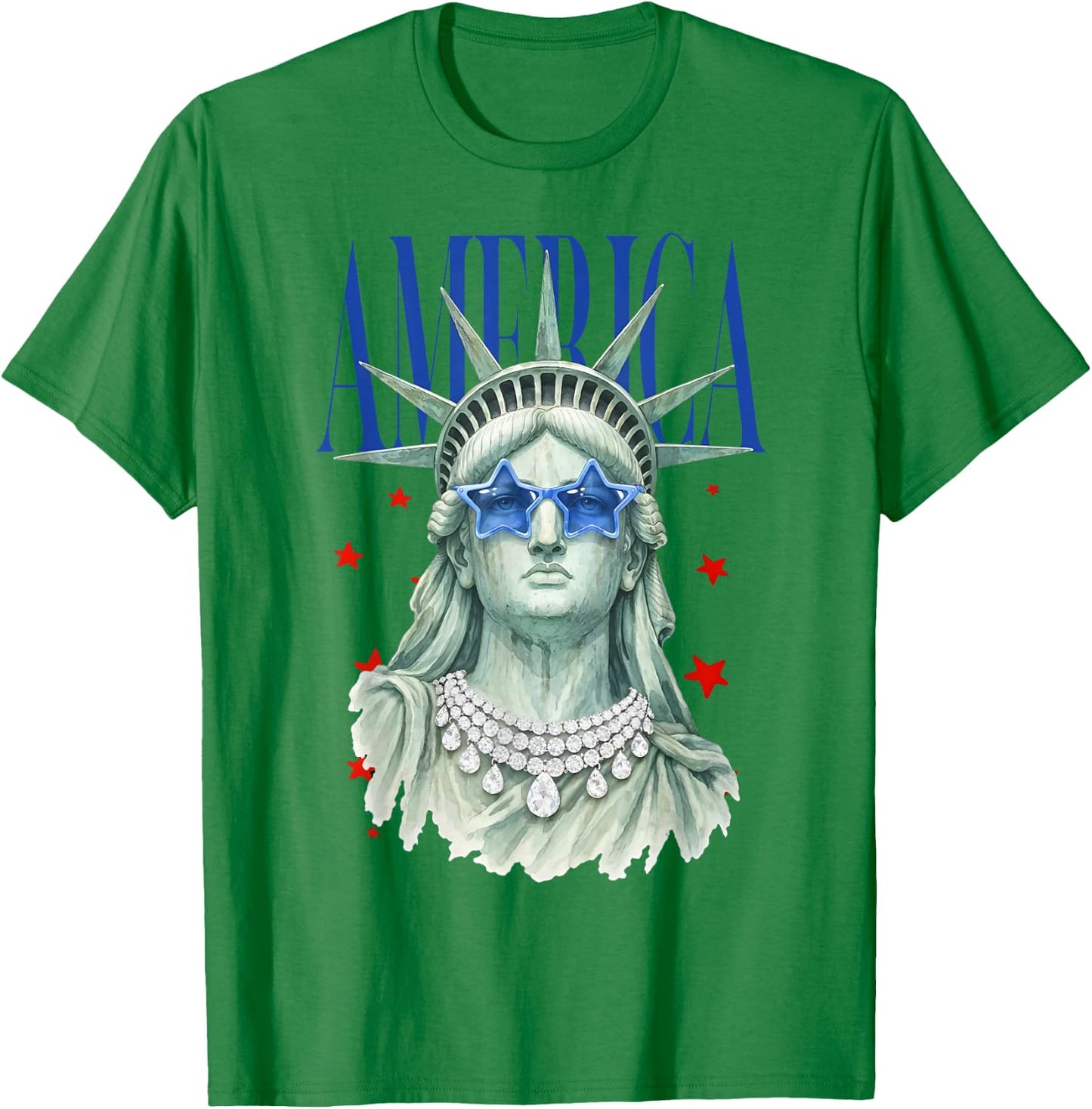 American Beauty Statue of Liberty Patriotic 4th of July T-Shirt - T-Shirt | Irish Green