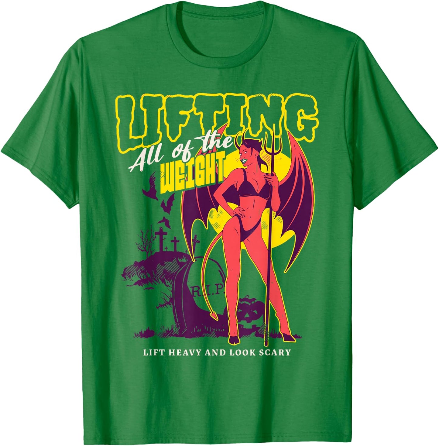 Halloween Lift Heavy Weight Cute Devil Spooky Sexy Demon Gym T-Shirt - T-Shirt | Irish Green