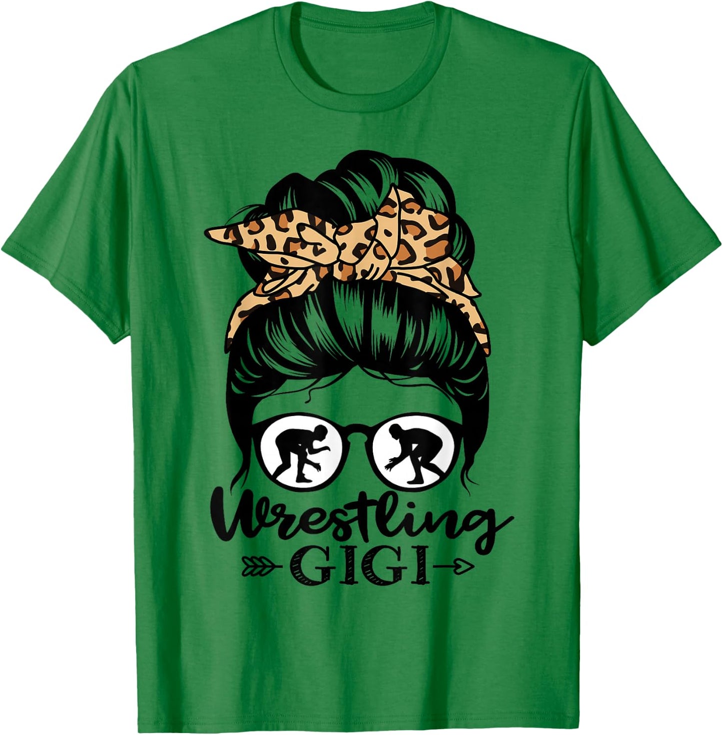 Wrestling Gigi Messy Bun Hair Funny Wrestler Gigi T-Shirt - T-Shirt | Irish Green