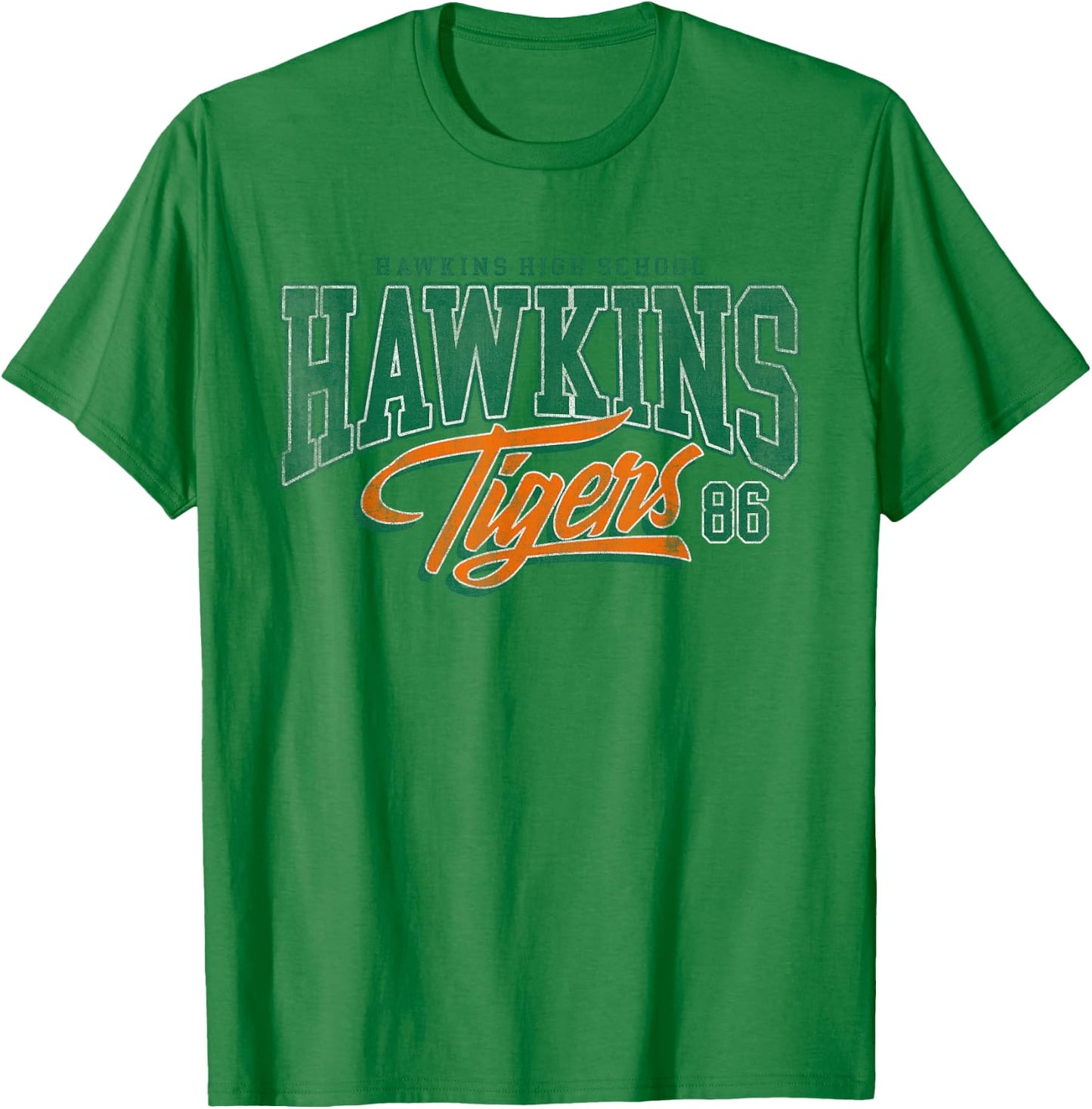 Stranger Things Hawkins Tigers 86 T-Shirt - T-Shirt | Irish Green