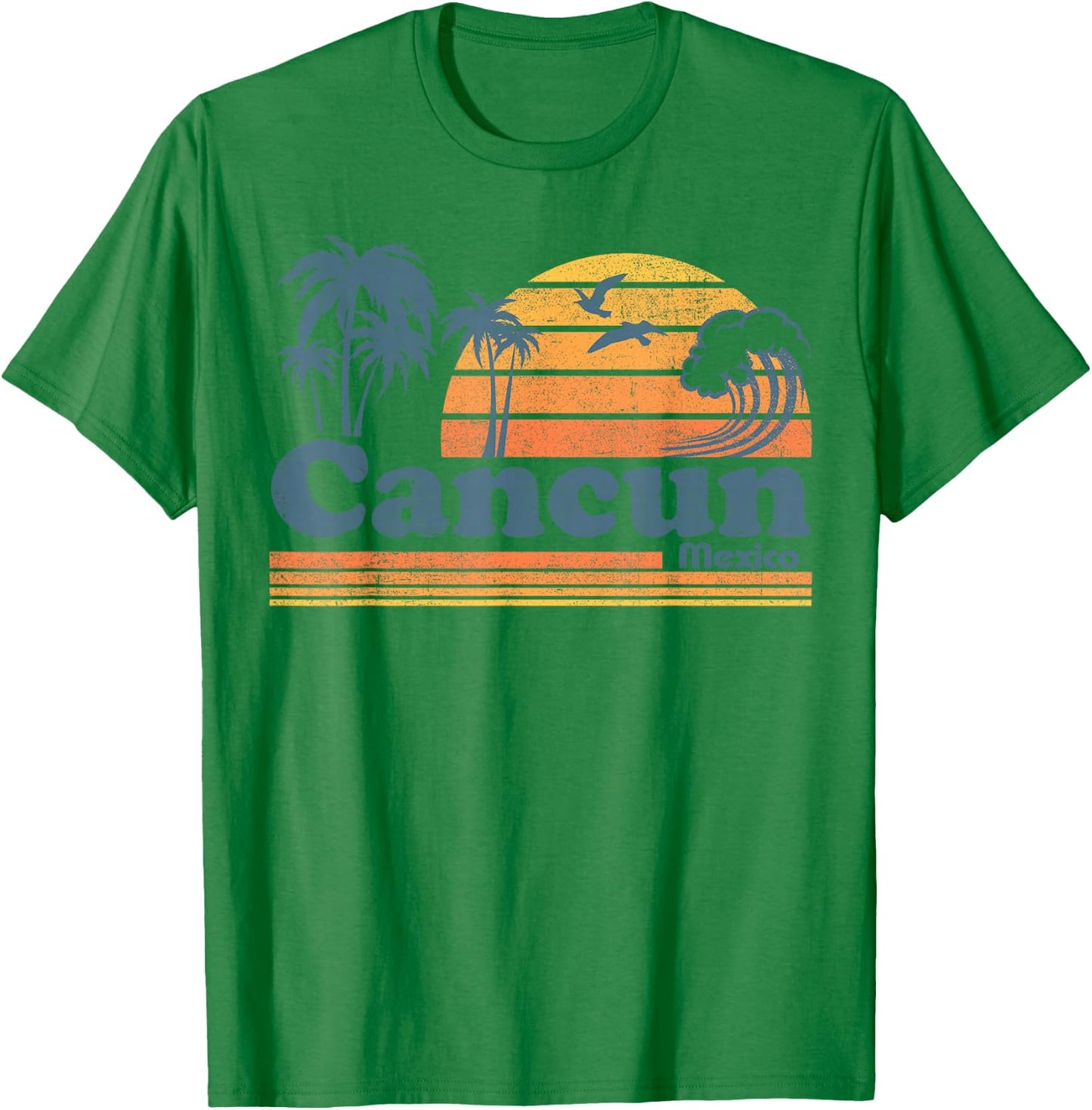 Cancun Mexico Beach Summer Vacation Sun Vintage 70's Retro T-Shirt - T-Shirt | Irish Green