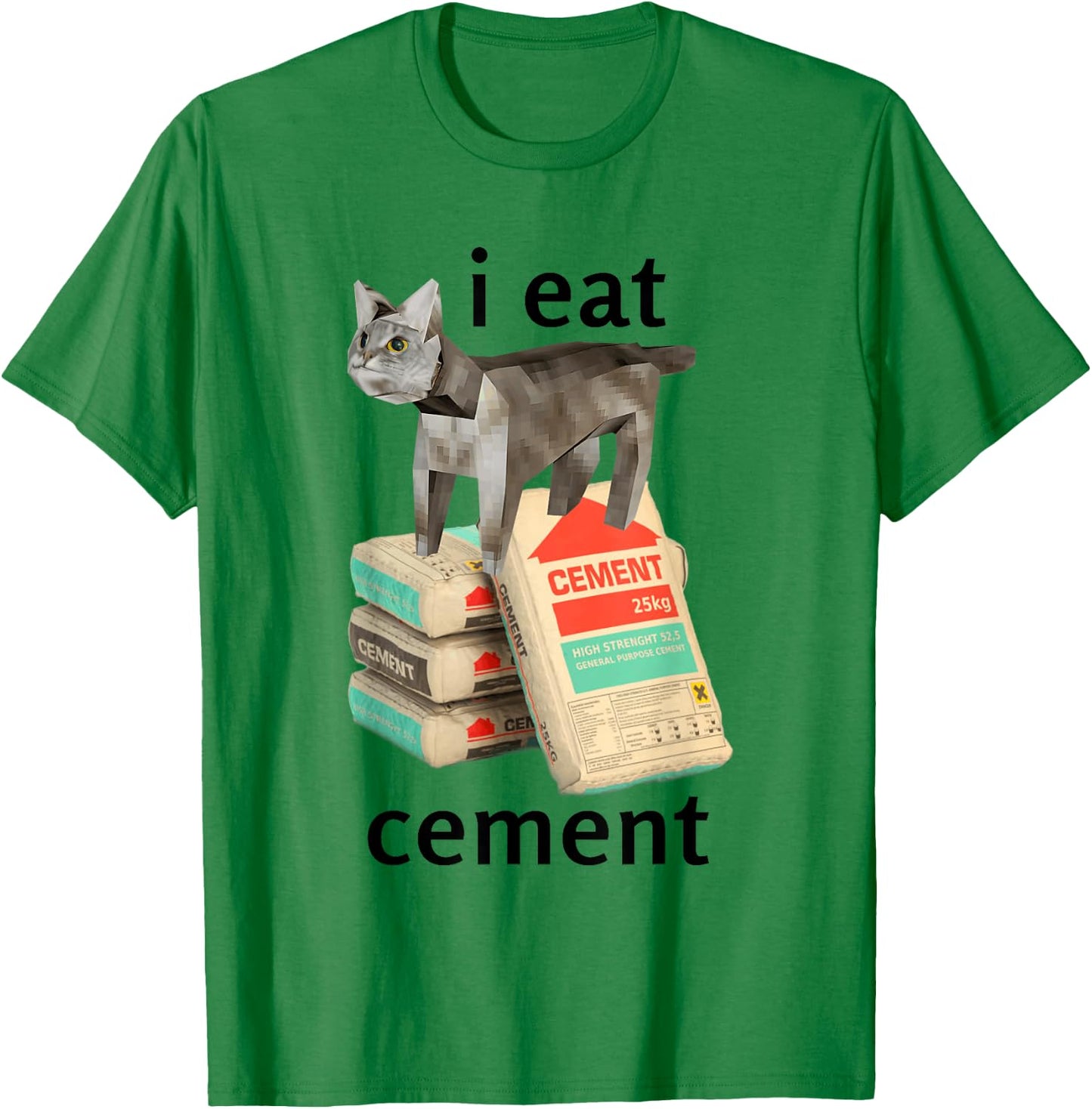 I Eat Cement Cat Shirt Kids Funny Dank Cat Meme T-Shirt - T-Shirt | Irish Green