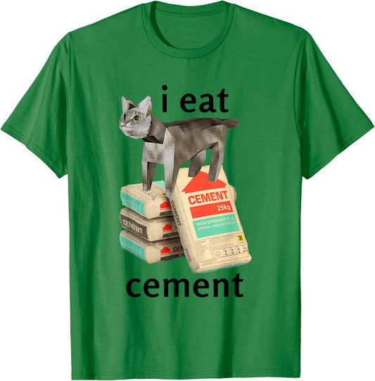 I Eat Cement Cat Shirt Kids Funny Dank Cat Meme T-Shirt - T-Shirt | Irish Green