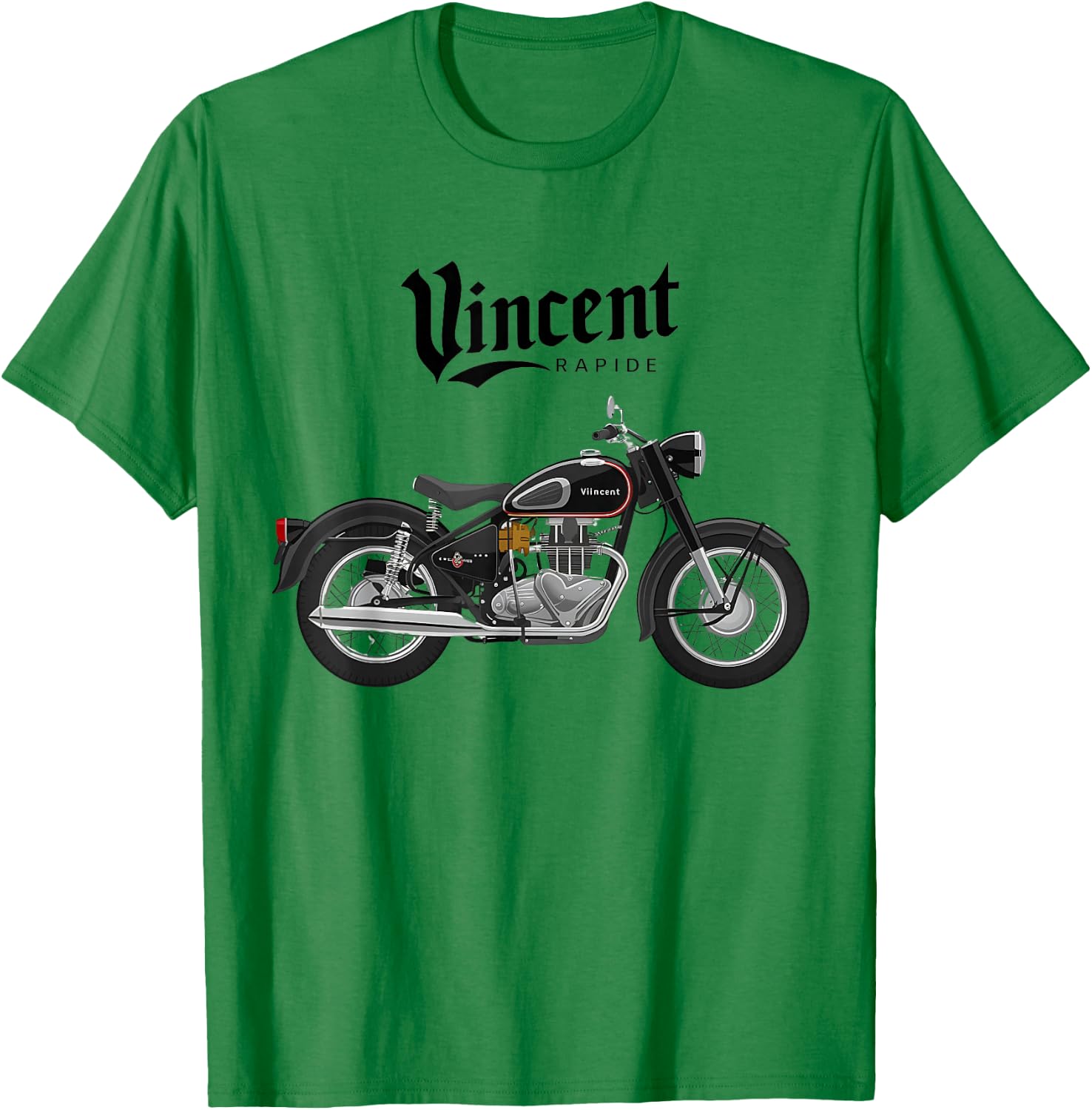 Vincent Rapide Vintage Motorcycle Graphic T Shirt, white, S T-Shirt - T-Shirt | Irish Green