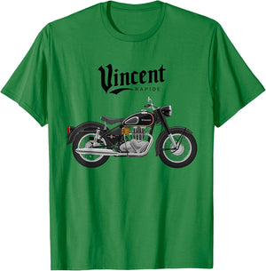 Vincent Rapide Vintage Motorcycle Graphic T Shirt, white, S T-Shirt - T-Shirt | Irish Green
