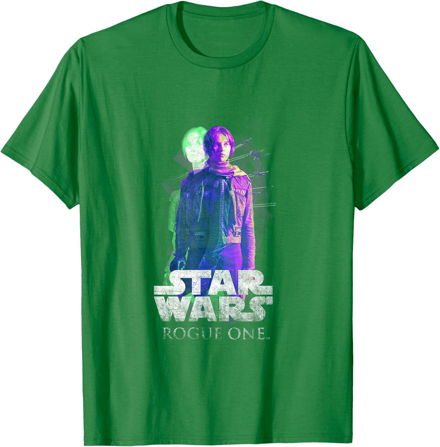 Star Wars Rogue One Epic Jyn Erso Retro Silhouette Portrait T-Shirt - T-Shirt | Irish Green
