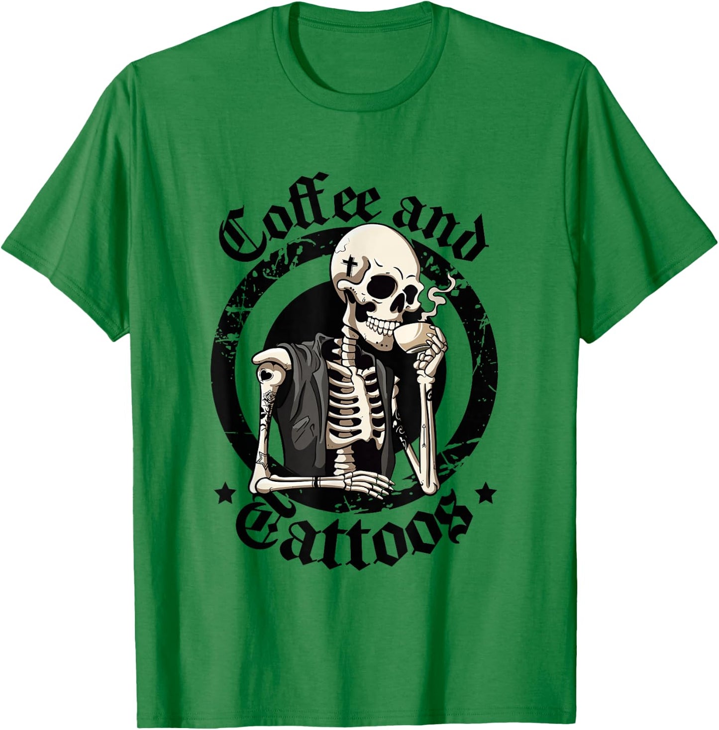 Coffee And Tattoos Lover Inked Caffeine Funny Tattoo Artists T-Shirt - T-Shirt | Irish Green