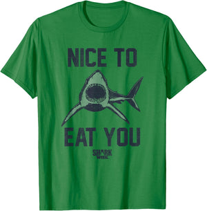 Shark Week Great White Nice To Eat You Vintage Bold Text T-Shirt - T-Shirt | Irish Green