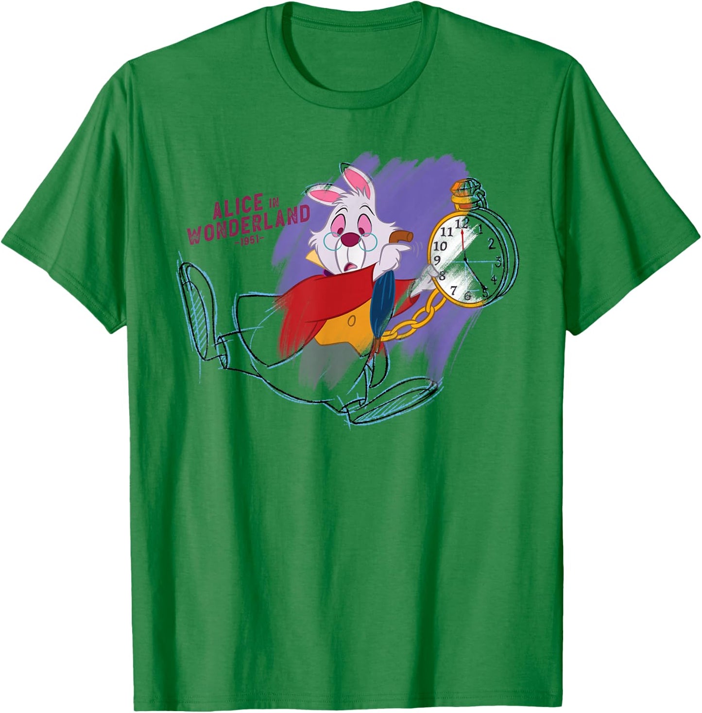 Disney Ink and Paint White Rabbit Alice in Wonderland 1951 T-Shirt - T-Shirt | Irish Green
