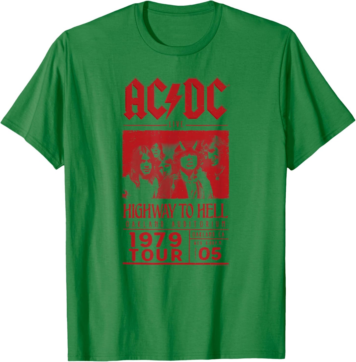 ACDC Live Oakland Auditorium Rock Music Band , gray T-Shirt - T-Shirt | Irish Green