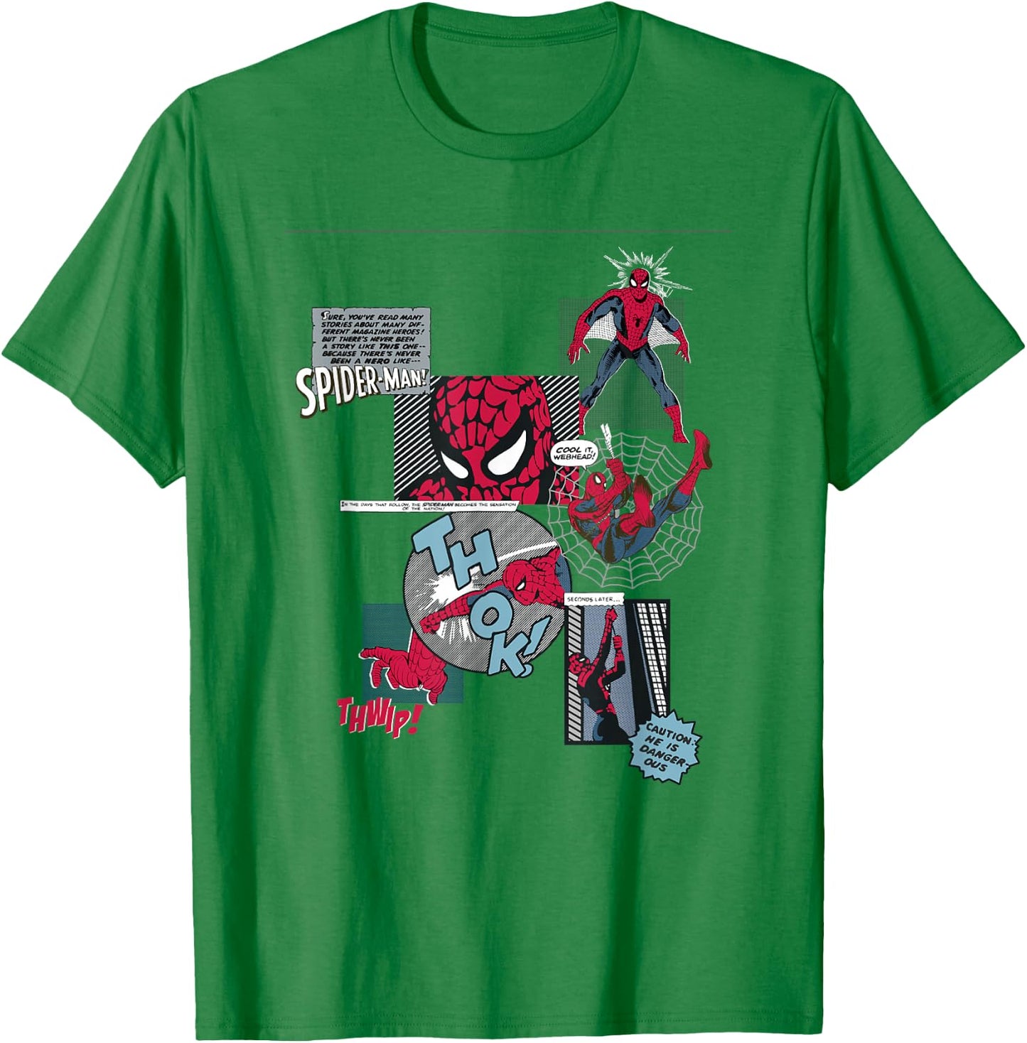 Marvel Comics Spider-Man Classic Comic Book Collage T-Shirt - T-Shirt | Irish Green