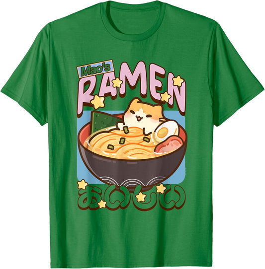 Ramen Bowl Kitty Cute Animal Foodie Design T-Shirt - T-Shirt | Irish Green