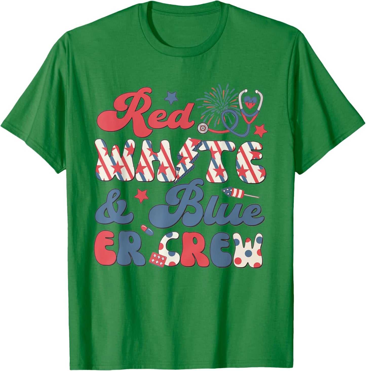 Emergency Room Tech 4th of July Retro Red White Blue ER Crew T-Shirt - T-Shirt | Irish Green