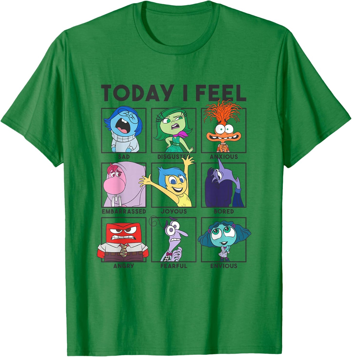 Disney Pixar Inside Out 2 Today I Feel... Emotions Panels , White T-Shirt - T-Shirt | Irish Green