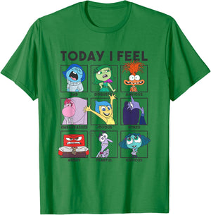 Disney Pixar Inside Out 2 Today I Feel... Emotions Panels , White T-Shirt - T-Shirt | Irish Green
