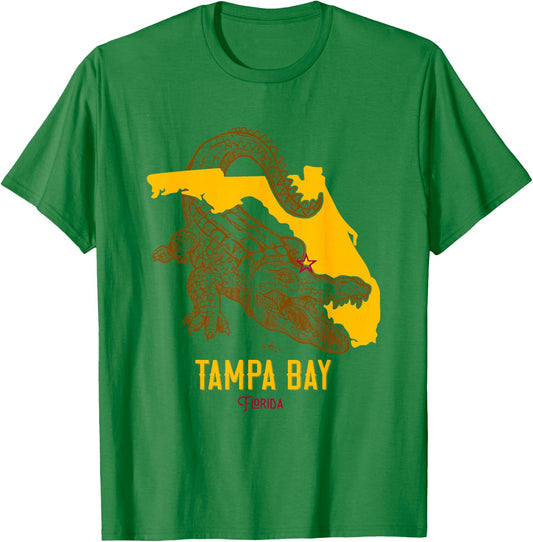 Tampa Bay Florida FL Aligator Vacation Surf Sunset T-Shirt - T-Shirt | Irish Green