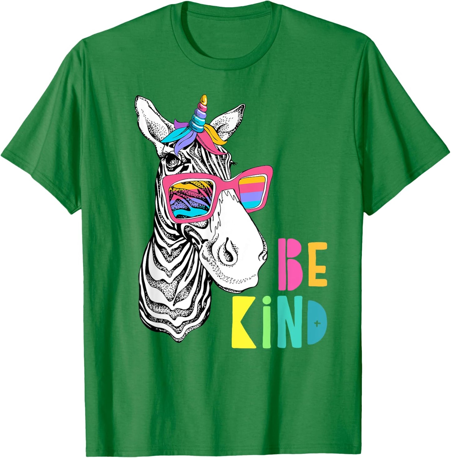 Be Kind - Choose Kindness Anti Bullying Cute Zebra Unicorn T-Shirt - T-Shirt | Irish Green