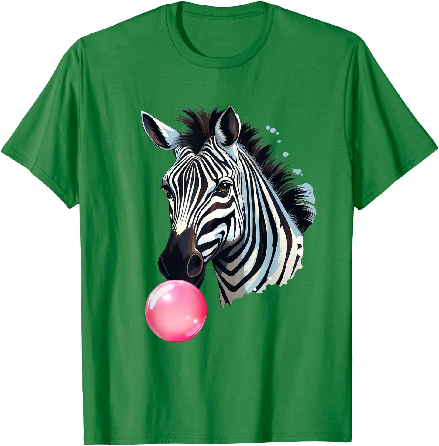 144 Animals Zebra Funny Zebra Bubblegum - -Adults, Kids - Blue - Short Sleeve - Zebra Print - Casual - All Seasons T-Shirt - T-Shirt | Irish Green