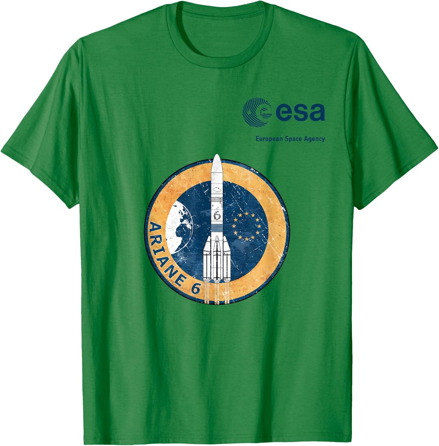 ESA European Space Agency Ariane 6 Rocket Patch Scratch , grey, S T-Shirt - T-Shirt | Irish Green