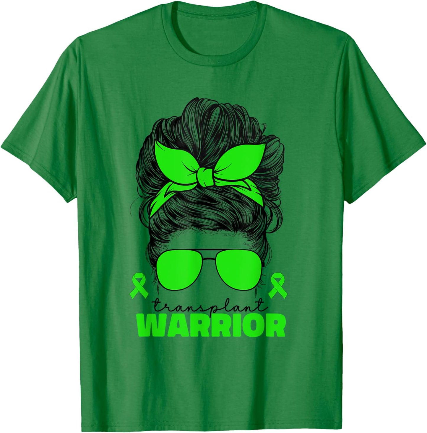 Transplant Warrior Organ Donation Kidney Awareness Messy Bun T-Shirt - T-Shirt | Irish Green