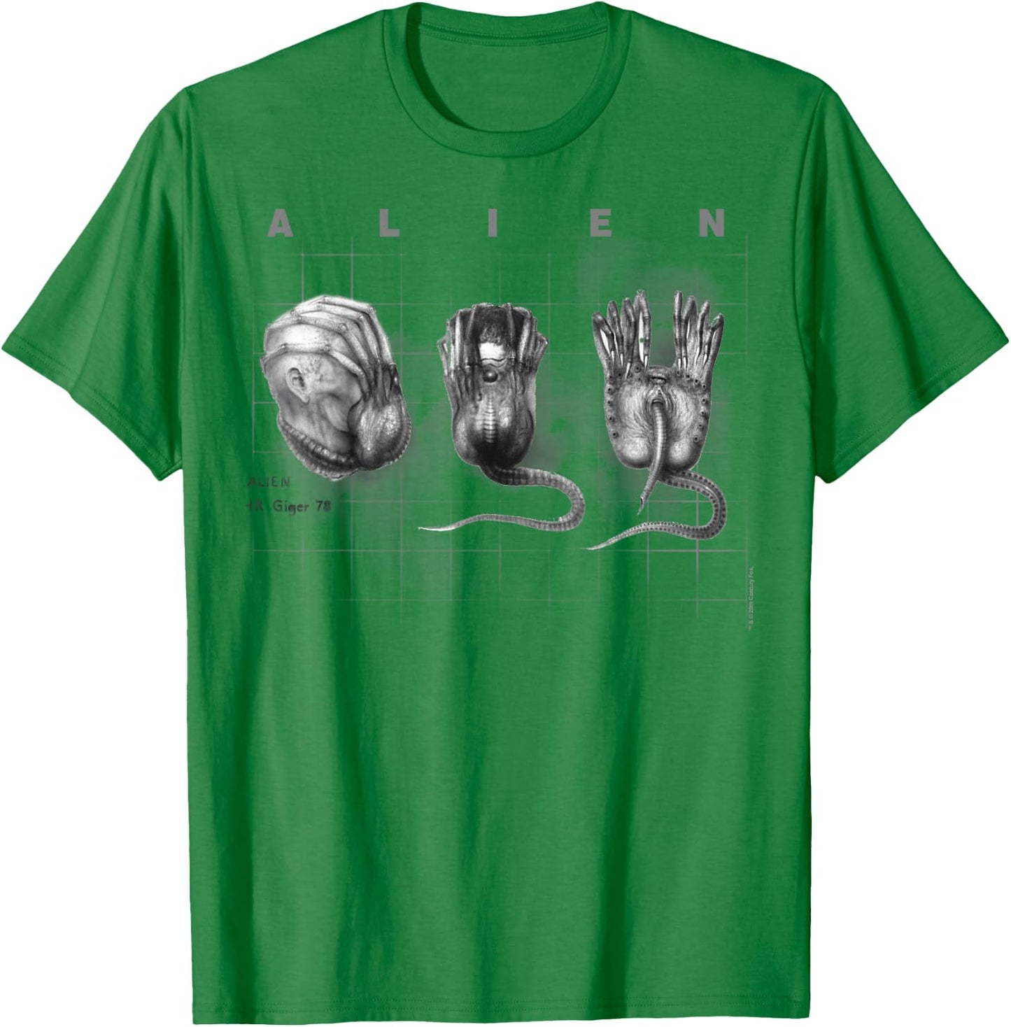 Aliens Iconic Facehugger Reproduction Faces Retro Chest Logo T-Shirt - T-Shirt | Irish Green