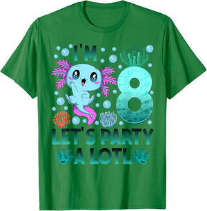 I'm 8 bday Axolotl party cute 8th Birthday boy Axolotl kids T-Shirt - T-Shirt | Irish Green