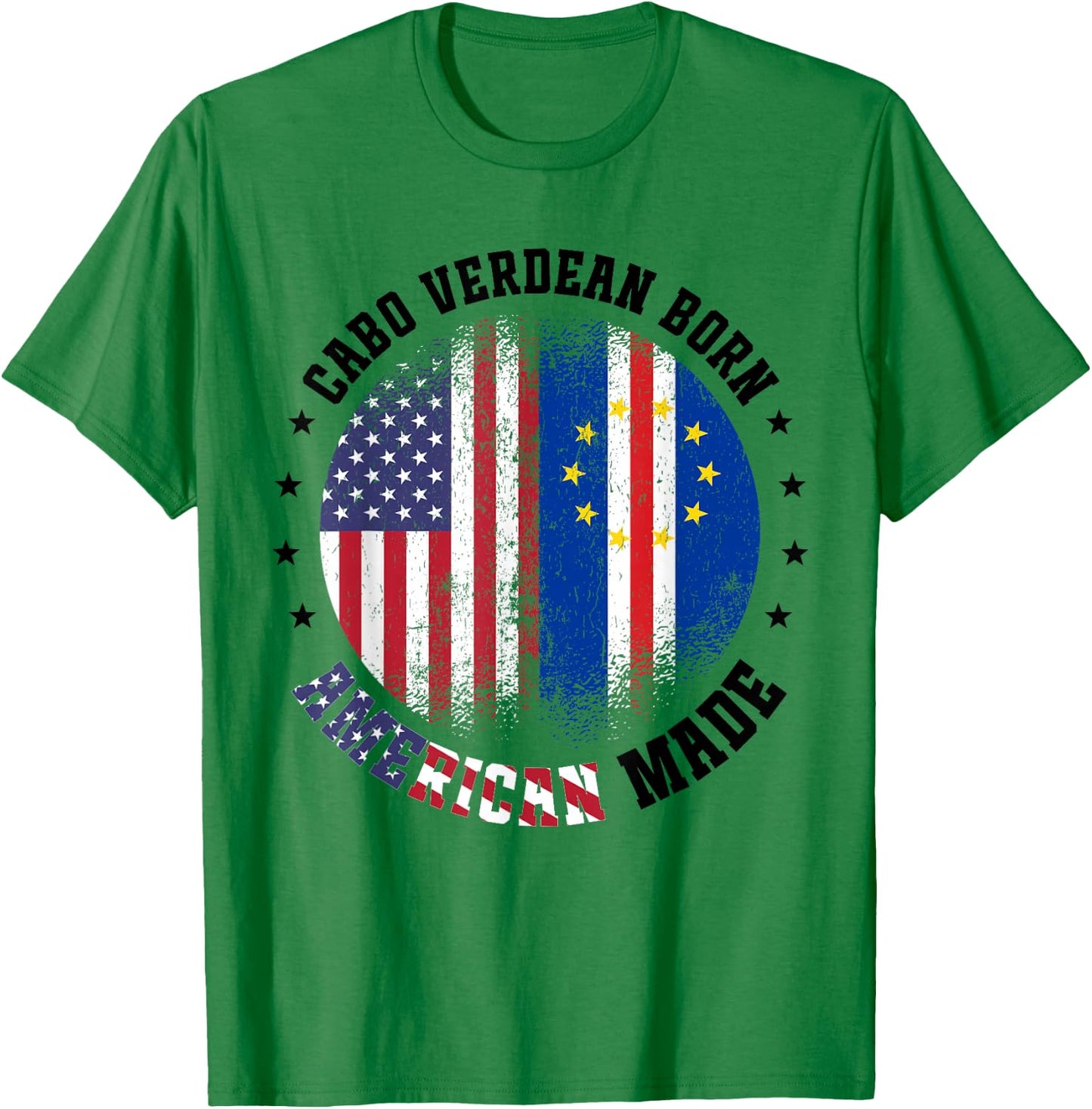 Cabo Verdean Flag American US Flag Outfit for Cabo Verde T-Shirt - T-Shirt | Irish Green